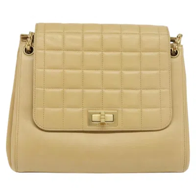 Pre-owned Chanel Chocolate Bar Beige Leather Shoulder Bag ()