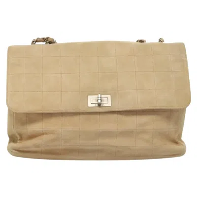 Pre-owned Chanel Chocolate Bar Beige Suede Shoulder Bag () In Sand