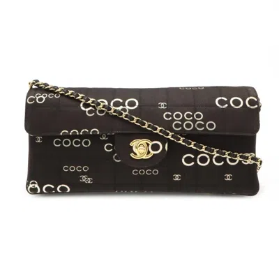 Pre-owned Chanel Chocolate Bar Black Canvas Shoulder Bag ()