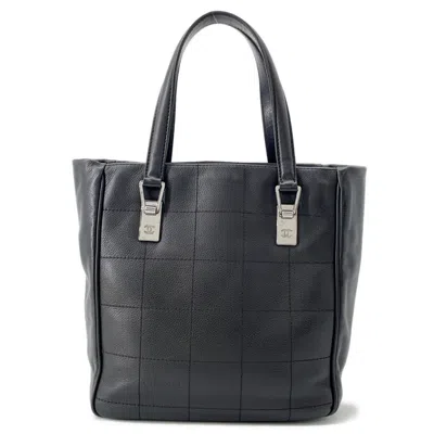 Pre-owned Chanel Chocolate Bar Black Grained Calfskin Tote Bag ()