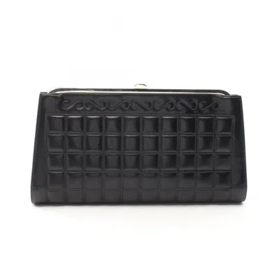 Pre-owned Chanel Chocolate Bar Black Leather Clutch Bag ()