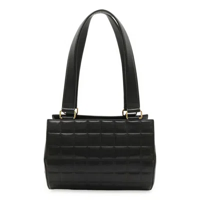 Pre-owned Chanel Chocolate Bar Black Leather Shoulder Bag ()
