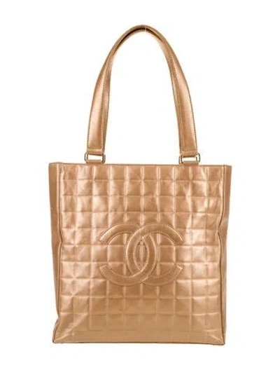 Pre-owned Chanel Chocolate Bar Cc Tote In Gold