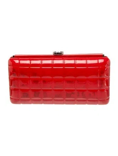 Pre-owned Chanel Chocolate Bar Clutch In Red