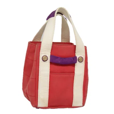 Pre-owned Chanel Chocolate Bar Coco Mark Handbag Canvas Canvas Handbag () In Red