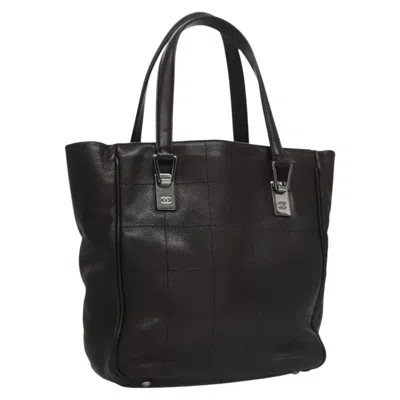 Pre-owned Chanel Chocolate Bar Coco Mark Handbag Caviar Skin Brown Leather Bag ()