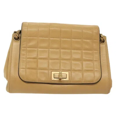 Pre-owned Chanel Chocolate Bar Flap Bag Quilted Lambskin Leather Shoulder Bag Bag () In Sand