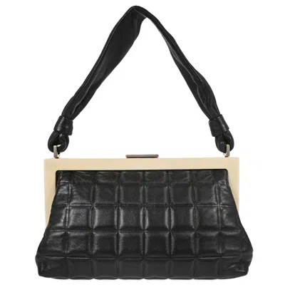 Pre-owned Chanel Chocolate Bar Frame Quilted Lambskin Black Leather Shoulder Bag Bag ()