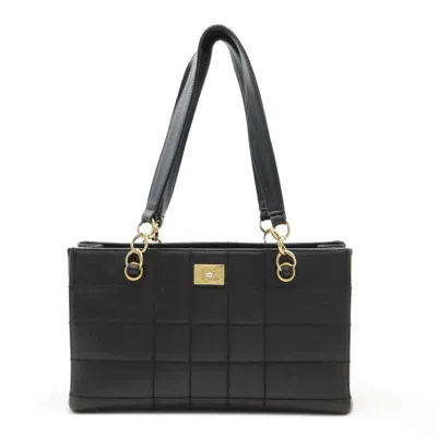 Pre-owned Chanel Chocolate Bar Grained Calfskin Shoulder Bag Tote Bag () In Black