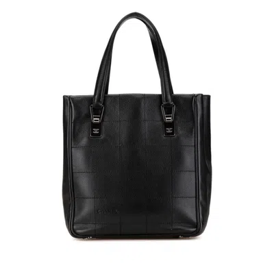 Pre-owned Chanel Chocolate Bar Grained Calfskin Tote Bag () In Black