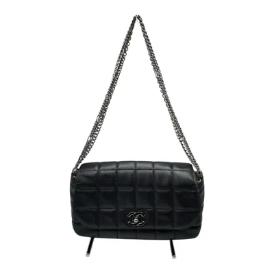 Pre-owned Chanel Chocolate Bar Leather Handbag () In Black