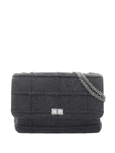 Pre-owned Chanel Chocolate Bar Mademoiselle Flap Shoulder Bag In Gray