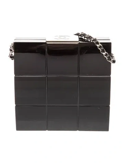 Pre-owned Chanel Chocolate Bar Minaudiere Clutch In Black