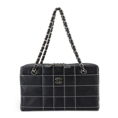 Pre-owned Chanel Chocolate Bar Navy Leather Shoulder Bag ()