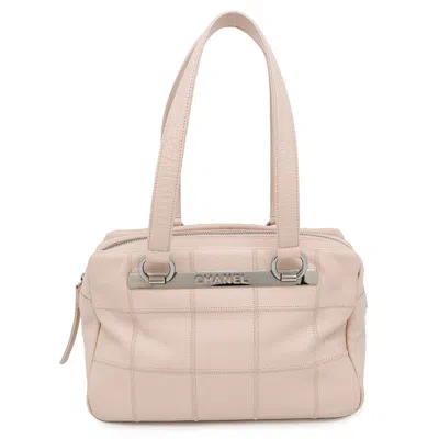 Pre-owned Chanel Chocolate Bar Pink Leather Shoulder Bag Tote Bag ()