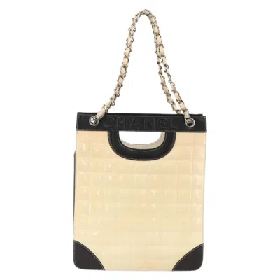 Pre-owned Chanel Chocolate Bar Shopping Tote Quilted Patent Beige Patent_leather Shoulder Bag Bag () In Sand