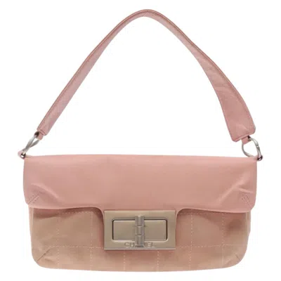 Pre-owned Chanel Chocolate Bar Suede Handbag () In Pink
