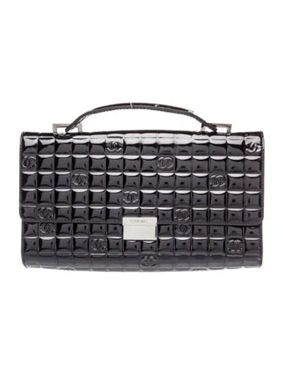 Pre-owned Chanel Chocolate Bar Top Handle Clutch In Black