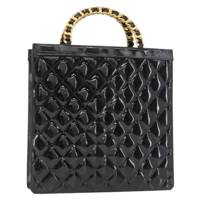 Pre-owned Chanel Chocolate Bar Tote Leather Black Patent_leather Handbag ()