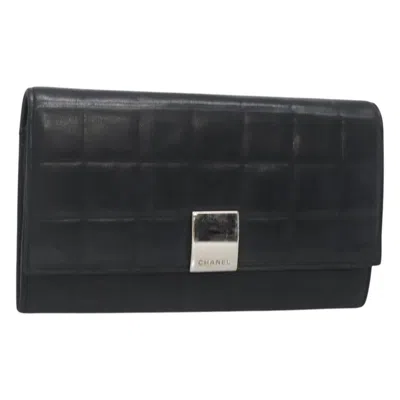 Pre-owned Chanel Chocolate Bar Wallet Leather Leather Wallets Accessory () In Black