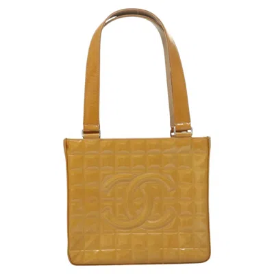 Pre-owned Chanel Chocolate Bar Yellow Patent Leather Tote Bag ()