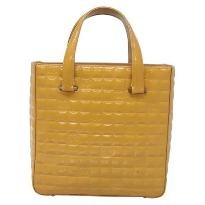 Pre-owned Chanel Chocolate Bar Yellow Patent Leather Tote Bag ()
