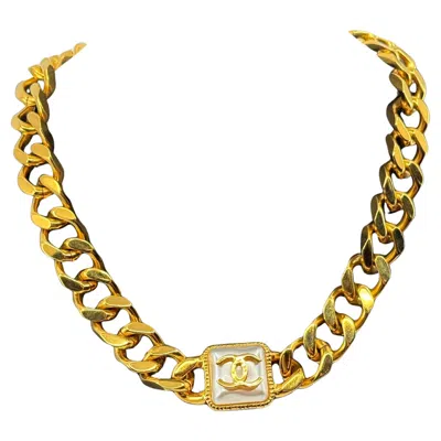 Pre-owned Chanel Chunky Gold Chain Cc Logo Choker Baroque Style Choker Necklace In Multi
