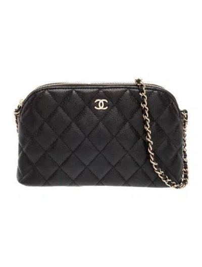 Pre-owned Chanel Classic Caviar Clutch W/ Chain In Black