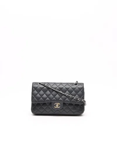 Pre-owned Chanel Classic Caviar Limited Edition Medium Double Flap Bag In Black