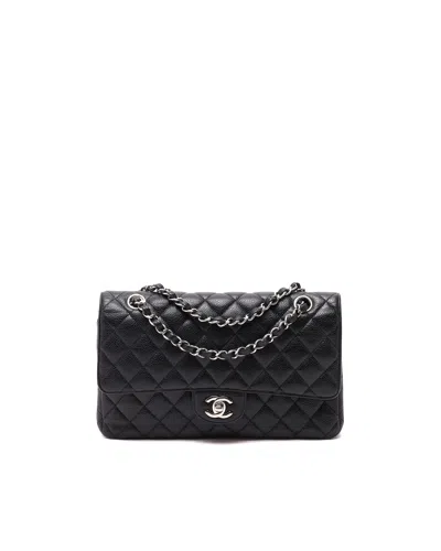 Pre-owned Chanel Classic Caviar Medium Double Flap Bag In Black