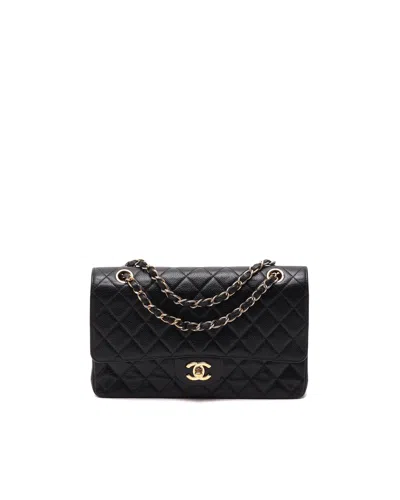 Pre-owned Chanel Classic Caviar Medium Double Flap Bag In Black