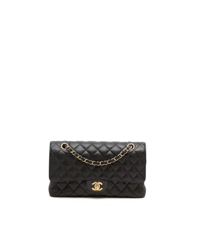 Pre-owned Chanel Classic Caviar Medium Double Flap Bag In Black