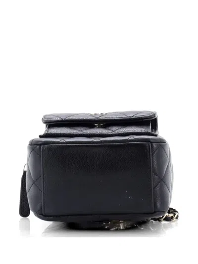 Pre-owned Chanel Classic Cc Chain Pocket Quilted Caviar Mini Backpack In Black
