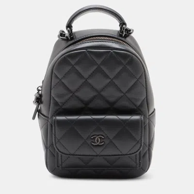 Pre-owned Chanel Classic Cc Mini So Black Lambskin Matte Black Hardware Backpack Bag