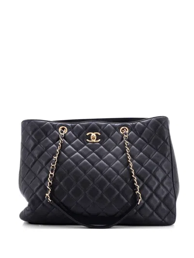 Pre-owned Chanel Classic Cc Shopping Quilted Caviar Large Tote Bag In Black