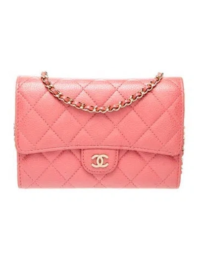 Pre-owned Chanel Classic Clutch W/ Chain In Pink