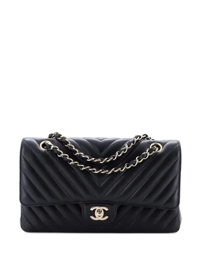 Pre-owned Chanel Classic Double Flap Bag Chevron Lambskin Medium Shoulder Bag