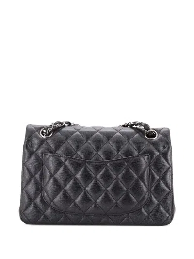 Pre-owned Chanel Classic Double Flap Bag Quilted Iridescent Caviar Small Shoulder Bag In Black
