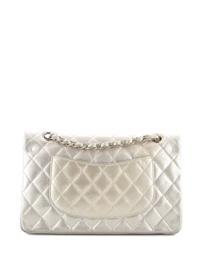 Pre-owned Chanel Classic Double Flap Bag Quilted Metallic Lambskin Medium Shoulder Bag In Gold