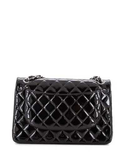 Pre-owned Chanel Classic Double Flap Bag Quilted Patent Jumbo Shoulder Bag In Black