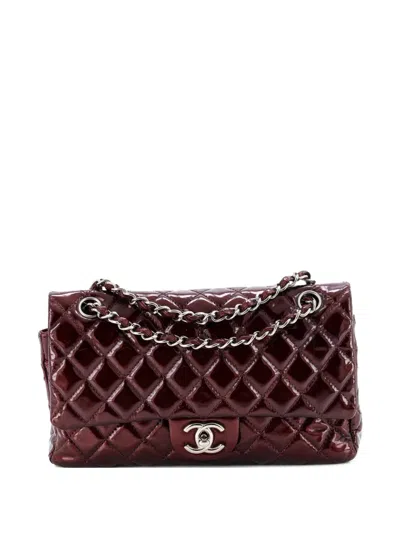 Pre-owned Chanel Classic Double Flap Bag Quilted Patent Medium Shoulder Bag In Red