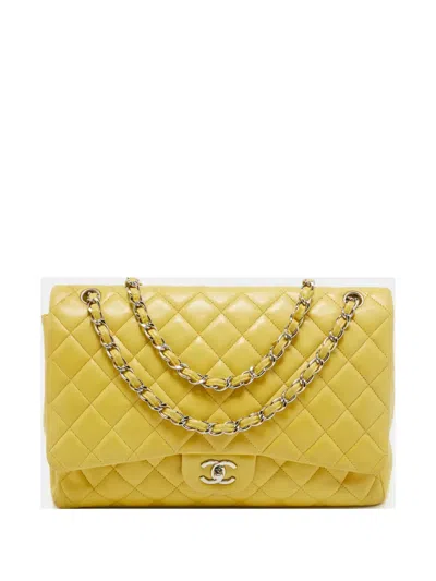 Pre-owned Chanel Classic Double Flap Shoulder Bag In Yellow