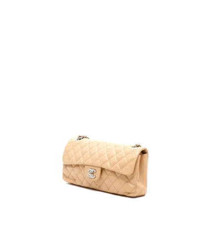 Chanel Classic East West Single Flap Bag In Brown