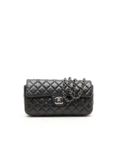 Pre-owned Chanel Classic East West Single Flap Bag In Black