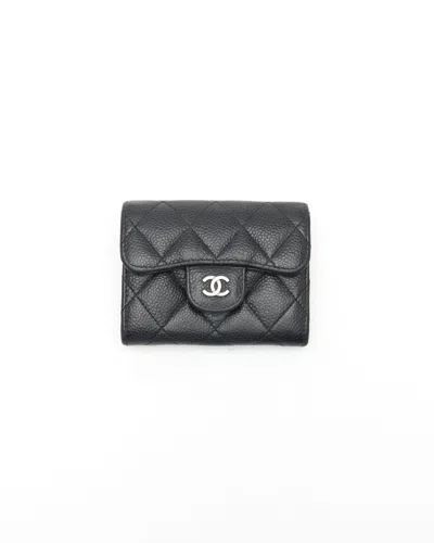 Pre-owned Chanel Classic Flap Card Holder In Black