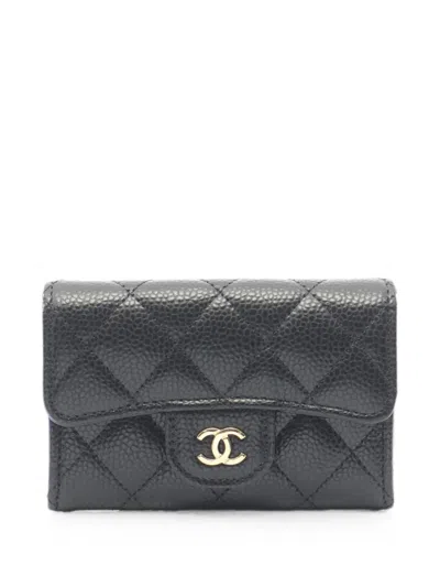 Pre-owned Chanel Classic Flap Card Holder In Black