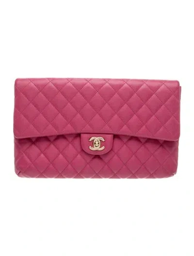 Pre-owned Chanel Classic Flap Clutch In Pink