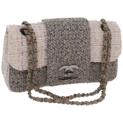 Pre-owned Chanel Classic Flap Clutch With Chain Tweed Gray Tweed Shoulder Bag Bag ()