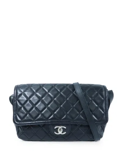 Pre-owned Chanel Classic Flap Quilted Cc Turn-lock Crossbody Bag In Black