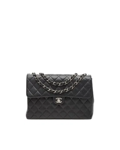Chanel Classic Jumbo Caviar Single Flap Bag In Black